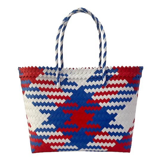 Red, White &#x26; Blue Plaid Woven Tote by Celebrate It&#x2122;